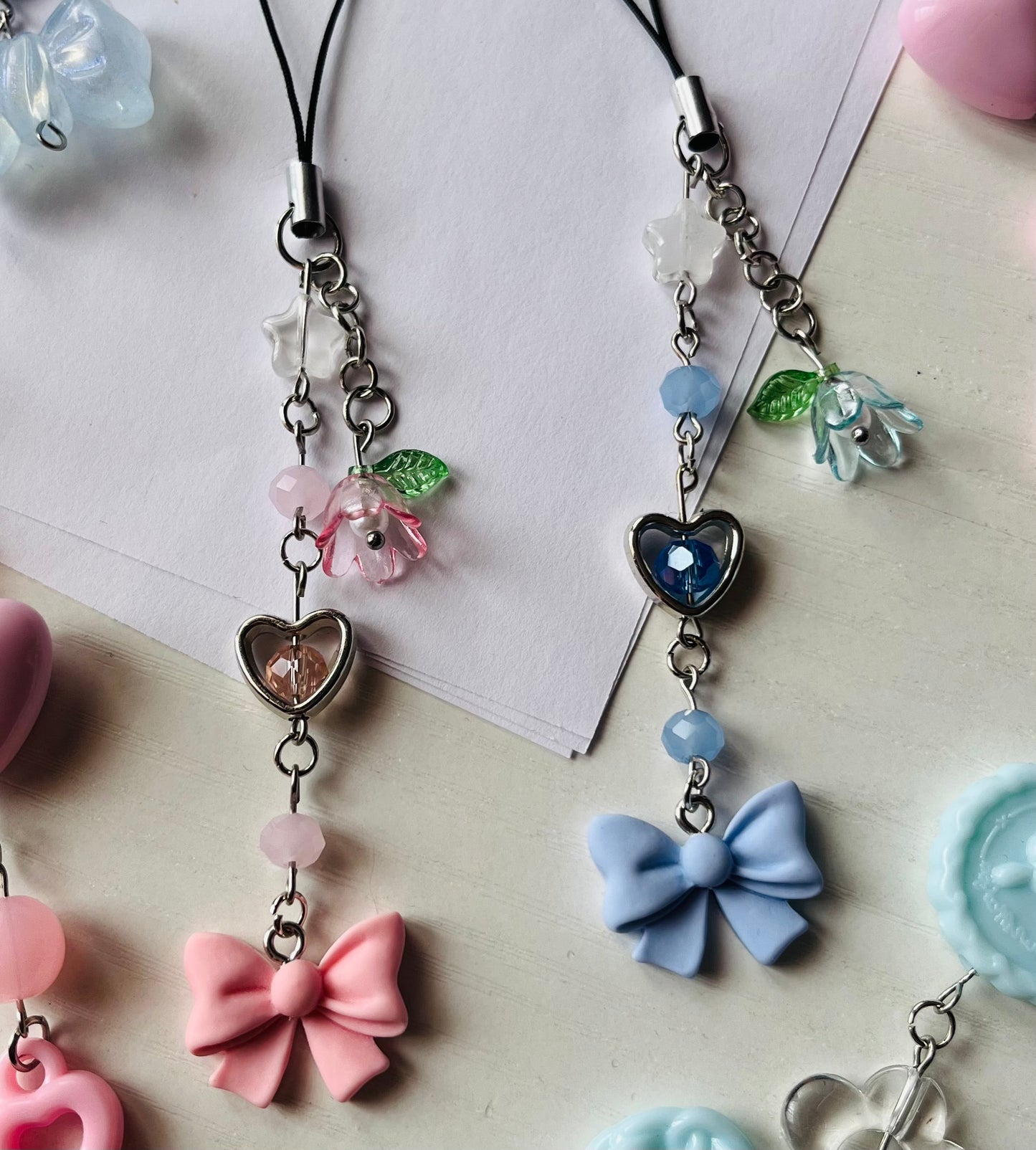 Soft pastel bow phone charm