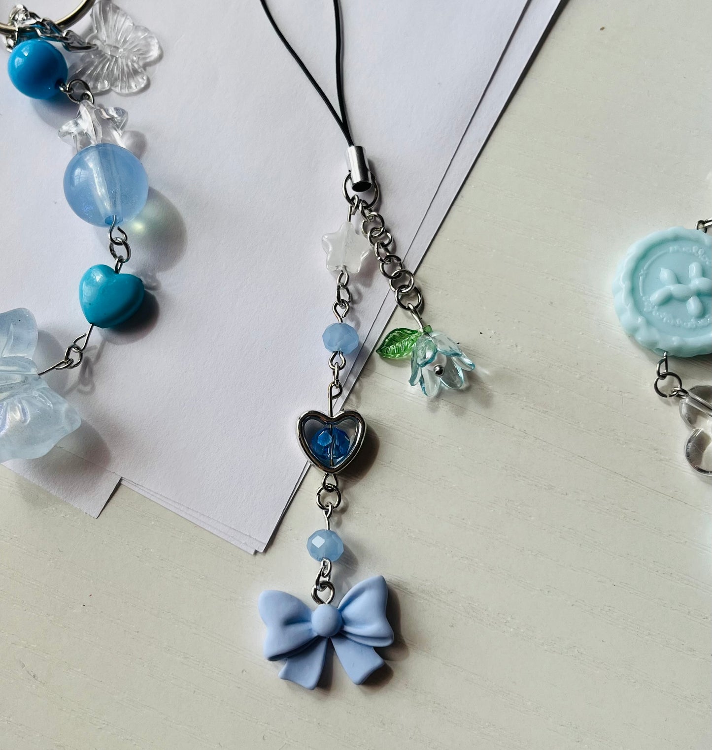 Soft pastel bow phone charm
