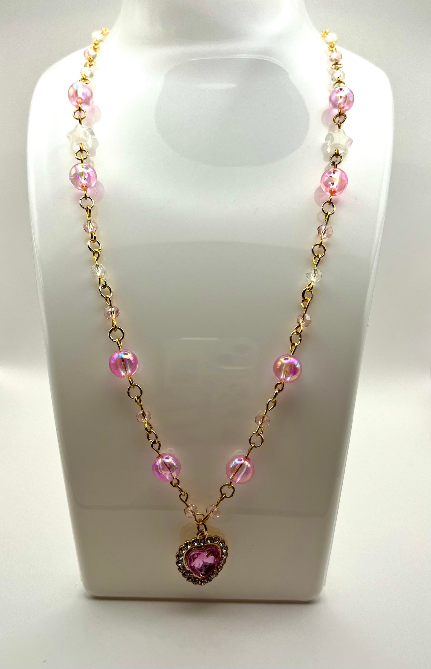 pixie pink heart necklace