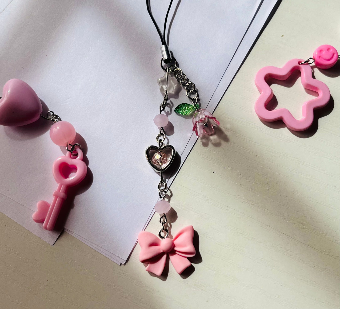 Soft pastel bow phone charm